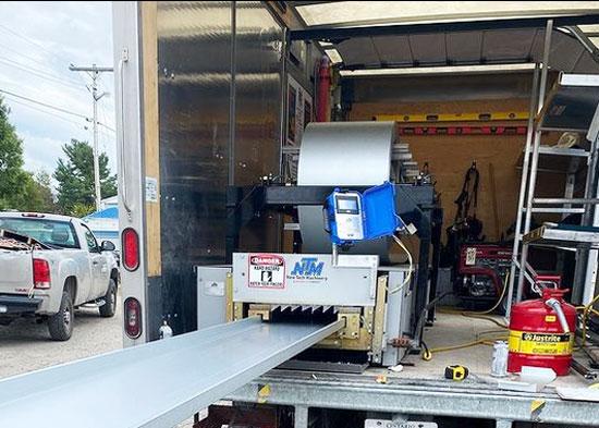 Metal bending machine in production on-site.
