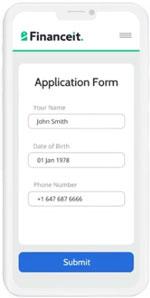 Financing application form on a phone from FinanceIt.